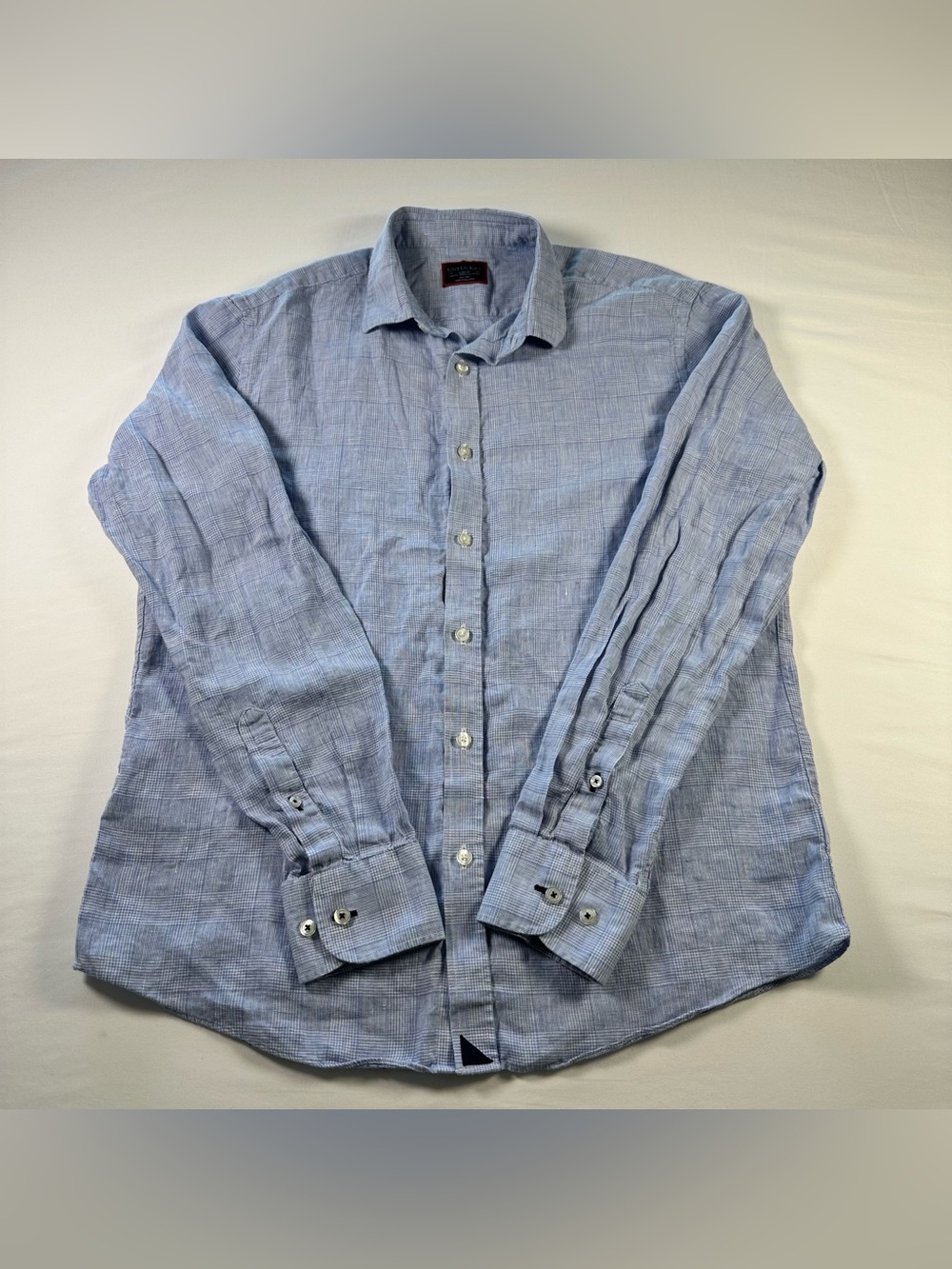 UNTUCKit Torontel WR Linen Shirt Mens L Blue Long Sleeve Button Down